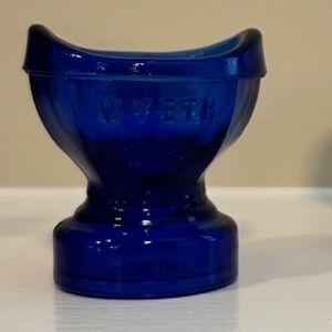 Elegant Wyeth Blue Glass Eye Cup Vintage Approx 2” Tall